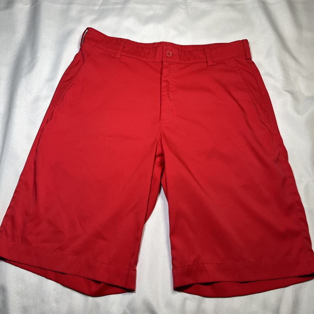 Nike‎ Golf Men Shorts Size 30 (M) Red 10.5" Inseam Tour Performance Logo READ